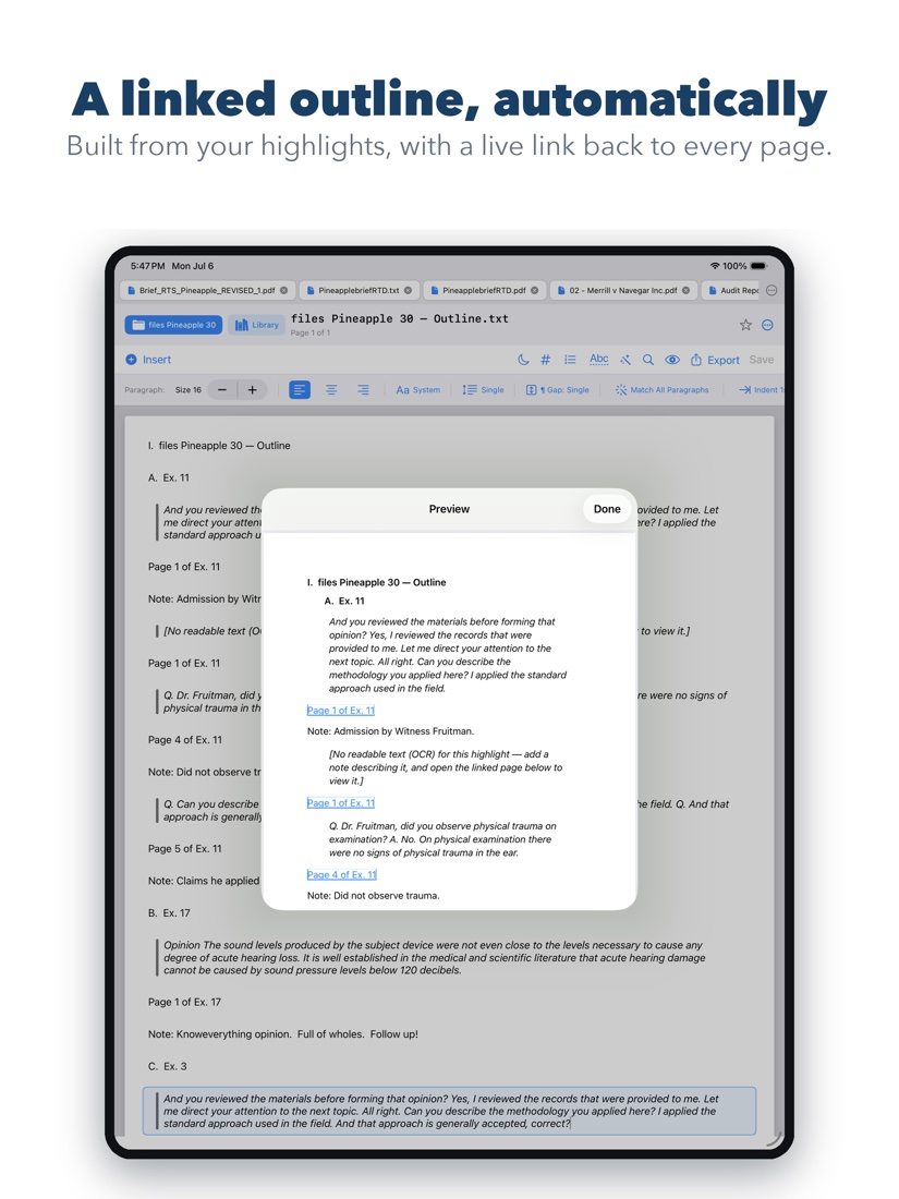 A linked outline, automatically