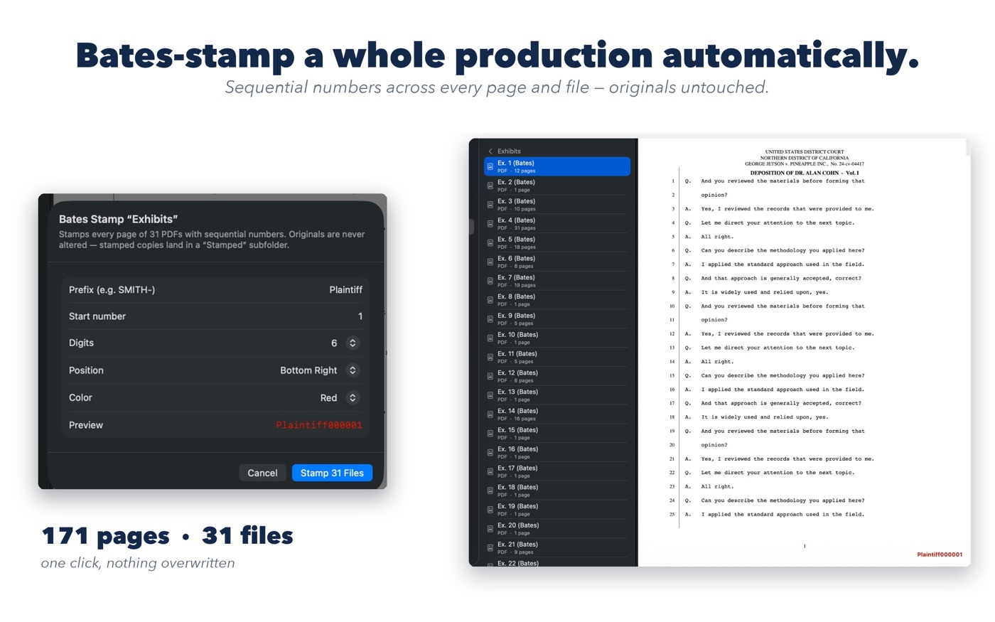 Bates-stamp a whole production automatically