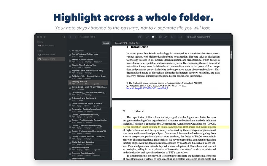 A highlighted passage in a paper